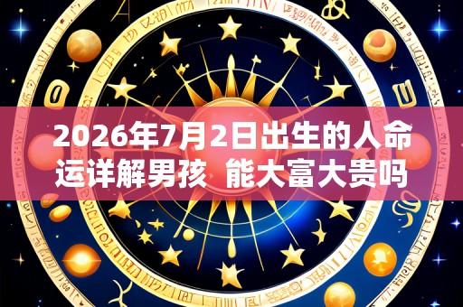 2026年7月2日出生的人命运详解男孩  能大富大贵吗