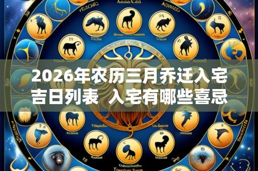 2026年农历三月乔迁入宅吉日列表  入宅有哪些喜忌