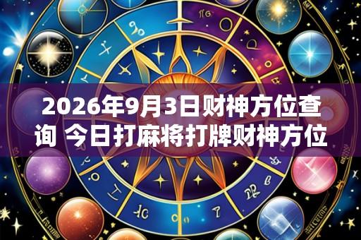 2026年9月3日财神方位查询 今日打麻将打牌财神方位