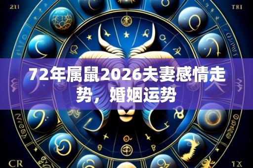 72年属鼠2026夫妻感情走势，婚姻运势