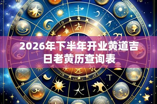 2026年下半年开业黄道吉日老黄历查询表