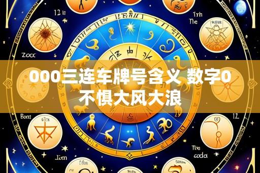 000三连车牌号含义 数字0不惧大风大浪