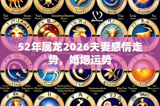 52年属龙2026夫妻感情走势，婚姻运势