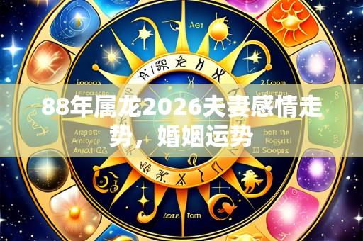 88年属龙2026夫妻感情走势，婚姻运势