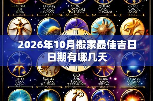 2026年10月搬家最佳吉日日期有哪几天