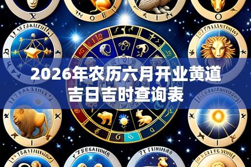 2026年农历六月开业黄道吉日吉时查询表