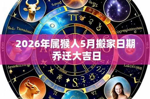 2026年属猴人5月搬家日期 乔迁大吉日