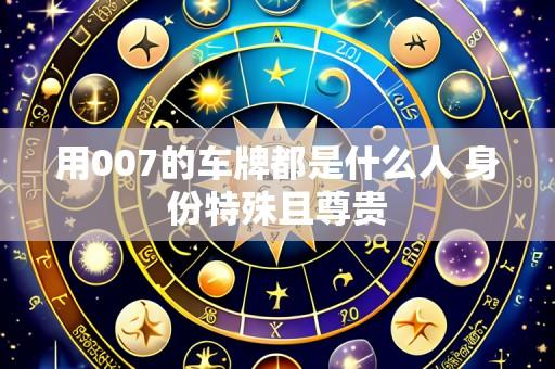 用007的车牌都是什么人 身份特殊且尊贵