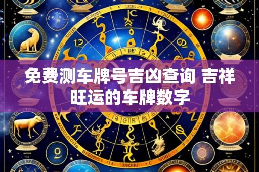 免费测车牌号吉凶查询 吉祥旺运的车牌数字