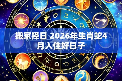 搬家择日 2026年生肖蛇4月入住好日子