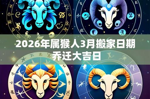 2026年属猴人3月搬家日期 乔迁大吉日
