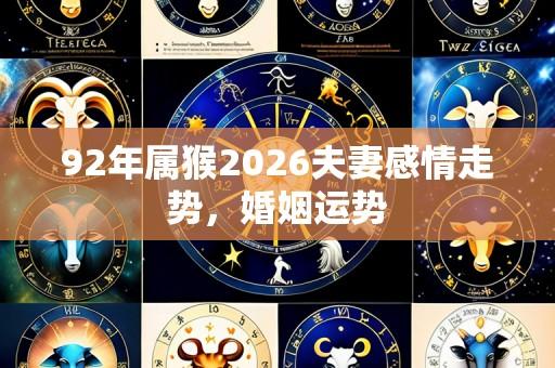 92年属猴2026夫妻感情走势，婚姻运势