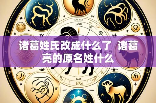 诸葛姓氏改成什么了 诸葛亮的原名姓什么