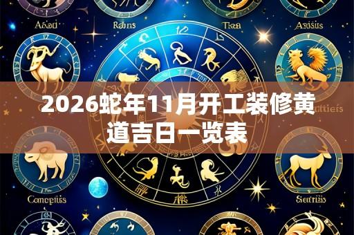 2026蛇年11月开工装修黄道吉日一览表