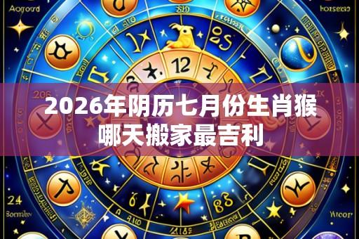 2026年阴历七月份生肖猴哪天搬家最吉利