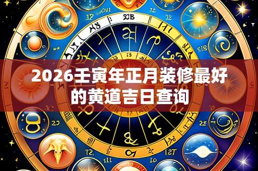 2026壬寅年正月装修最好的黄道吉日查询