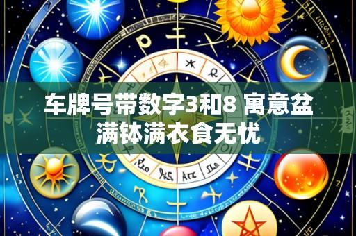 车牌号带数字3和8 寓意盆满钵满衣食无忧