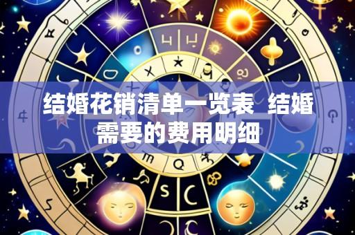 结婚花销清单一览表 结婚需要的费用明细
