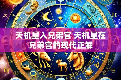 天机星入兄弟宫 天机星在兄弟宫的现代正解