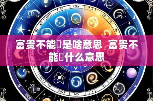 富贵不能婬是啥意思  富贵不能婬什么意思