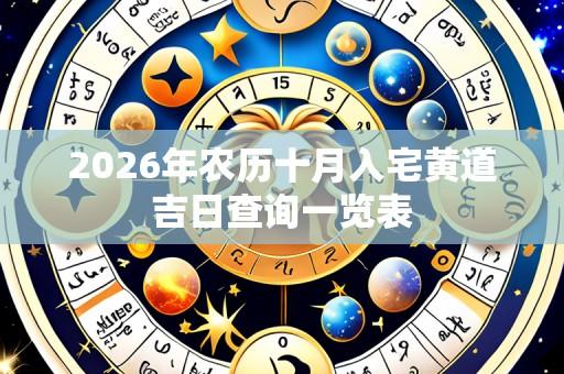 2026年农历十月入宅黄道吉日查询一览表