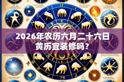 2026年农历六月二十六日黄历宜装修吗?