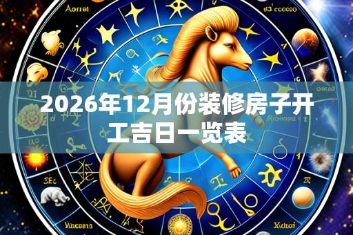 2026年12月份装修房子开工吉日一览表