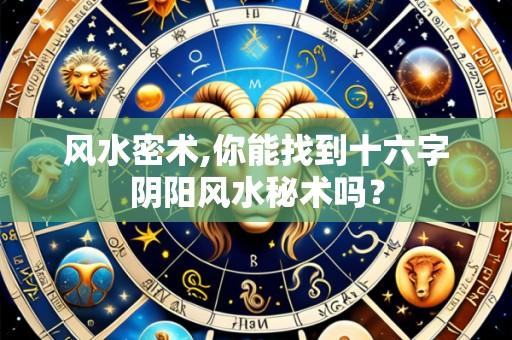 风水密术,你能找到十六字阴阳风水秘术吗?