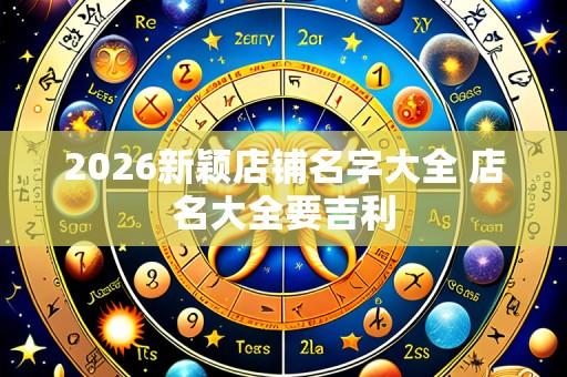 2026新颖店铺名字大全 店名大全要吉利