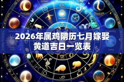 2026年属鸡阴历七月嫁娶黄道吉日一览表