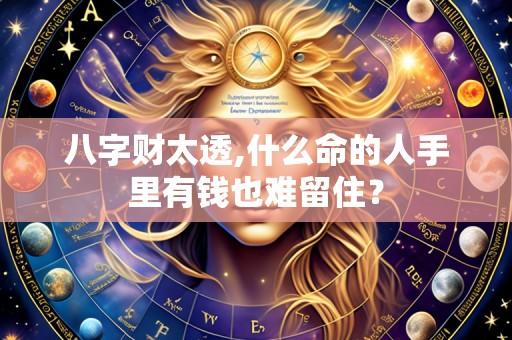 八字财太透,什么命的人手里有钱也难留住?