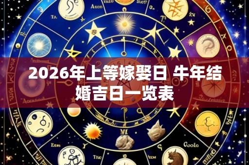 2026年上等嫁娶日 牛年结婚吉日一览表