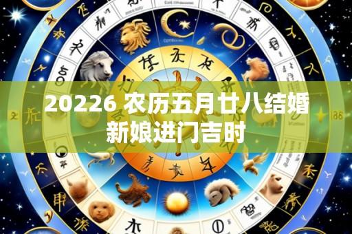 20226 农历五月廿八结婚新娘进门吉时
