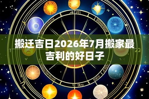 搬迁吉日2026年7月搬家最吉利的好日子