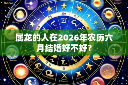 属龙的人在2026年农历六月结婚好不好？