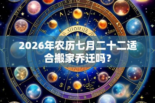 2026年农历七月二十二适合搬家乔迁吗?