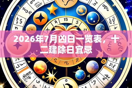 2026年7月凶日一览表,十二建除日宜忌