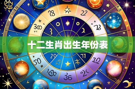 十二生肖出生年份表
