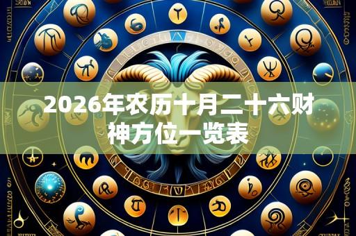2026年农历十月二十六财神方位一览表