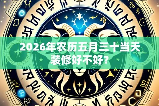 2026年农历五月三十当天装修好不好?