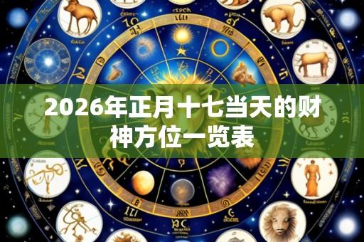 2026年正月十七当天的财神方位一览表
