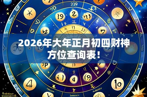 2026年大年正月初四财神方位查询表!