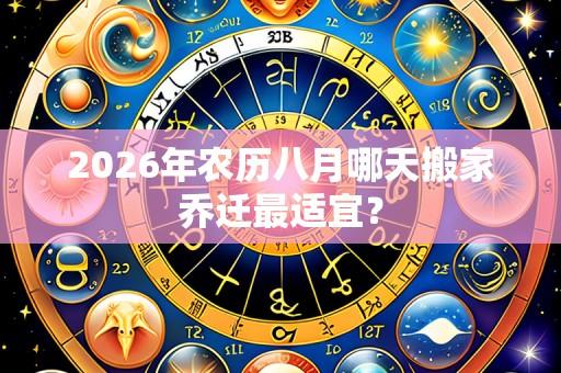 2026年农历八月哪天搬家乔迁最适宜?