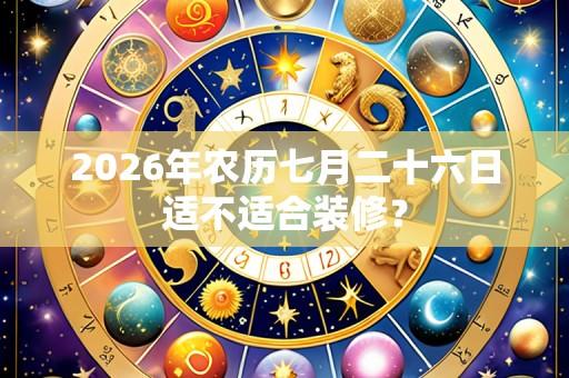2026年农历七月二十六日适不适合装修？