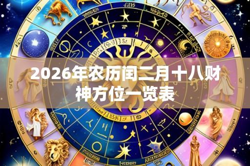 2026年农历闰二月十八财神方位一览表