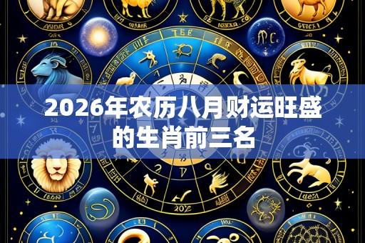 2026年农历八月财运旺盛的生肖前三名