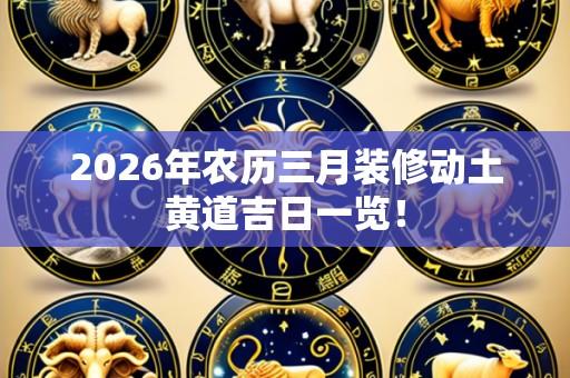 2026年农历三月装修动土黄道吉日一览!