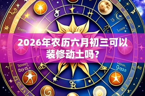 2026年农历六月初三可以装修动土吗?