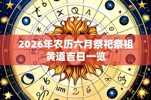 2026年农历六月祭祀祭祖黄道吉日一览