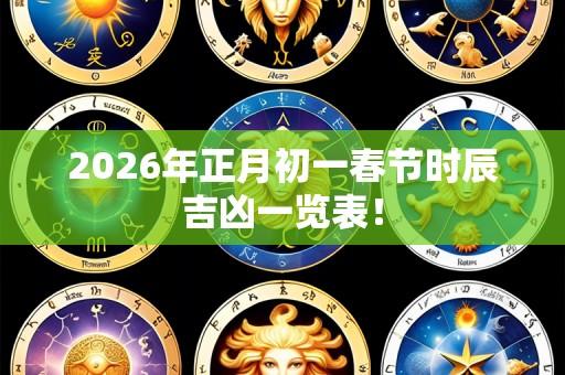 2026年正月初一春节时辰吉凶一览表！